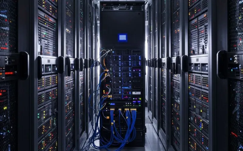 Capacidad de cómputo en la nube representada por un centro de datos moderno