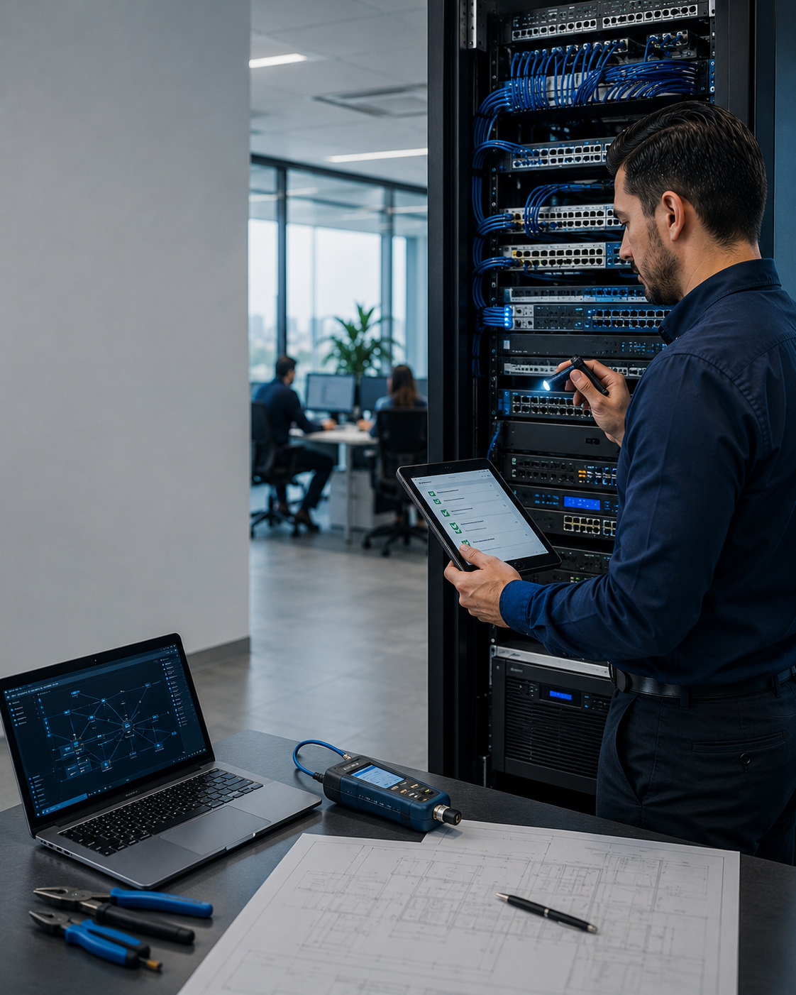 Checklist de auditoría de infraestructura tecnológica en rack y cableado