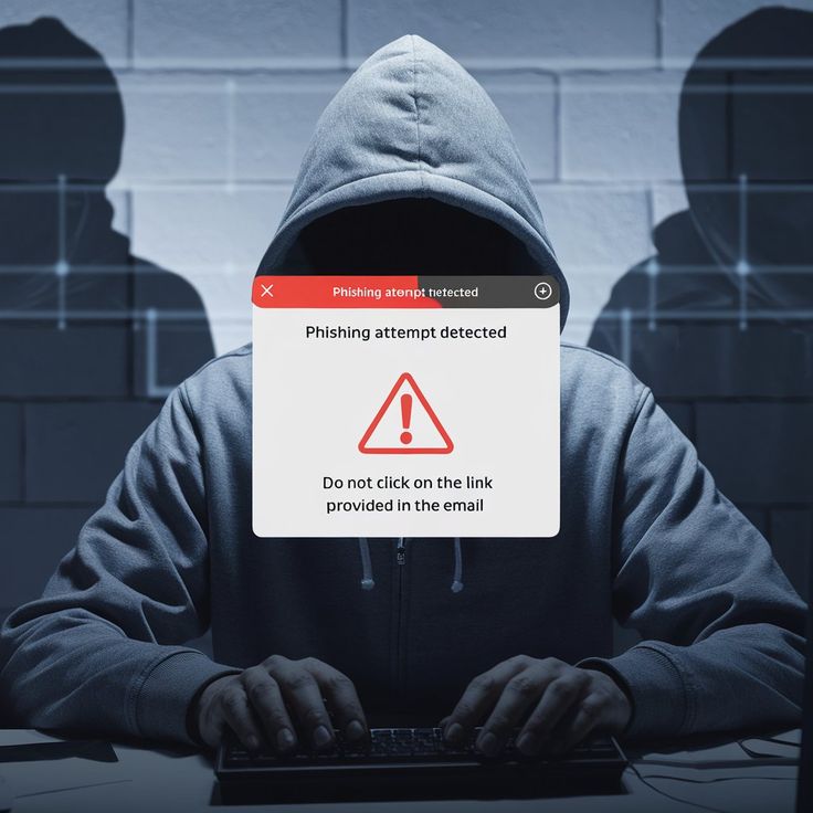 Correo de phishing con enlace falso abierto en la pantalla de una computadora de oficina