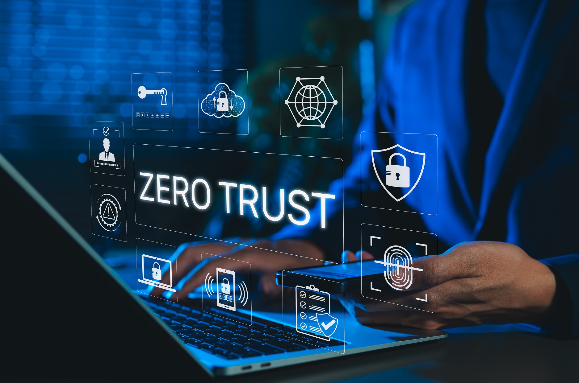 Modelo Zero Trust de ciberseguridad empresarial con MFA y acceso por identidad